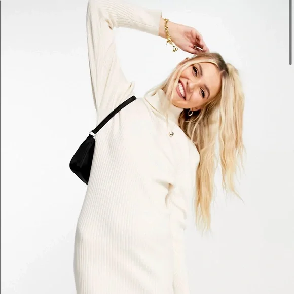 white christmas dresses Cream Denim Jumper Overall Dress